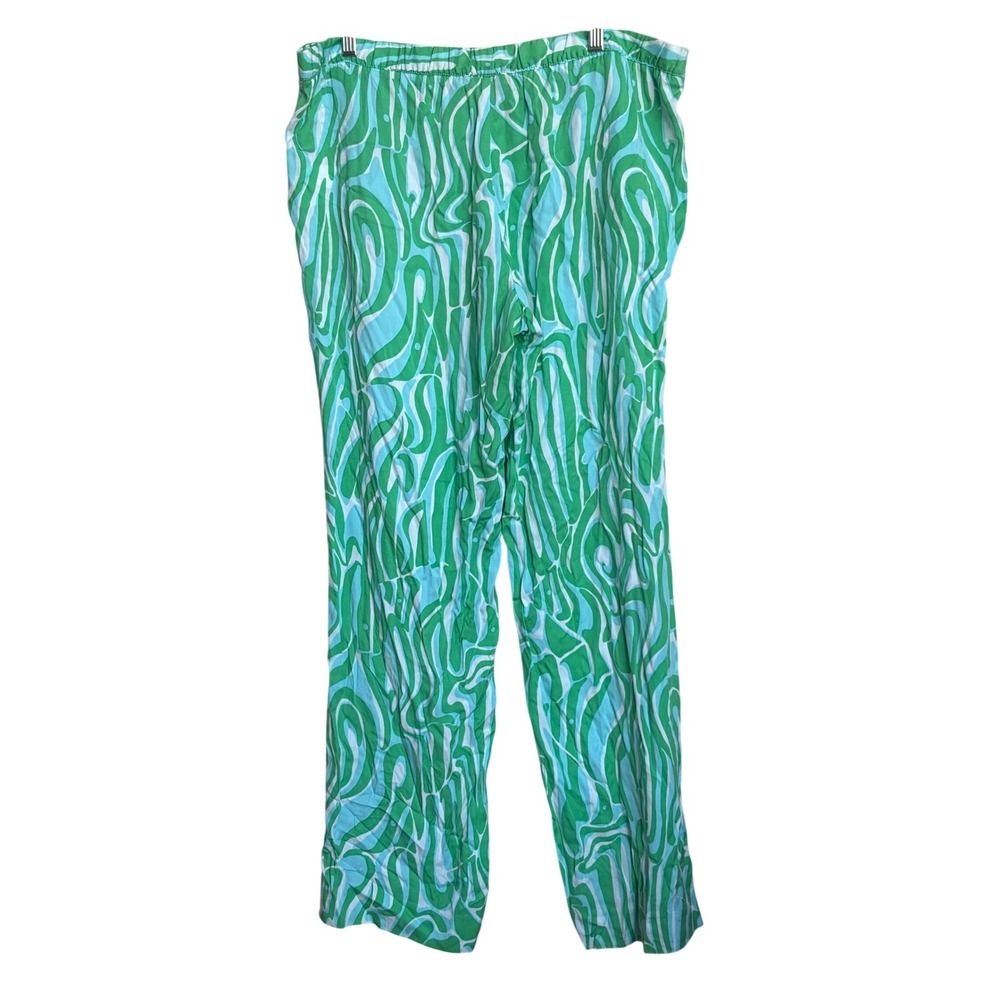 NWT Lilly Pulitzer Cambridge Palazzo Pants Finders Keepers Green Blue XL 92371 - Picture 3 of 9
